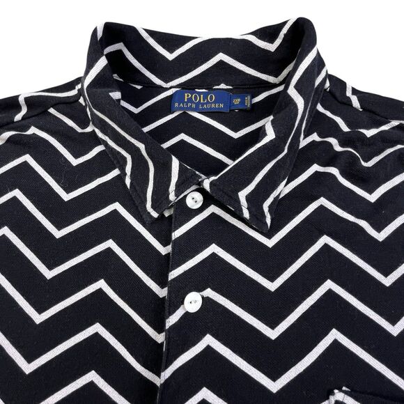Polo Ralph Lauren Polo Shirt Men's 2XB Big & Tall Chevron Print Linen Blend - Picture 8 of 10